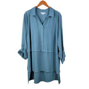 NEW Daily Thread Tunic Top Plus size 3X 22/24 Hi Low Blue Layered Look